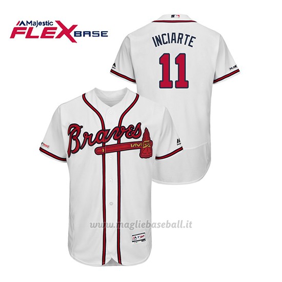 Maglia Baseball Uomo Atlanta Braves Ender Inciarte 150th Aniversario Patch Flex Base Bianco